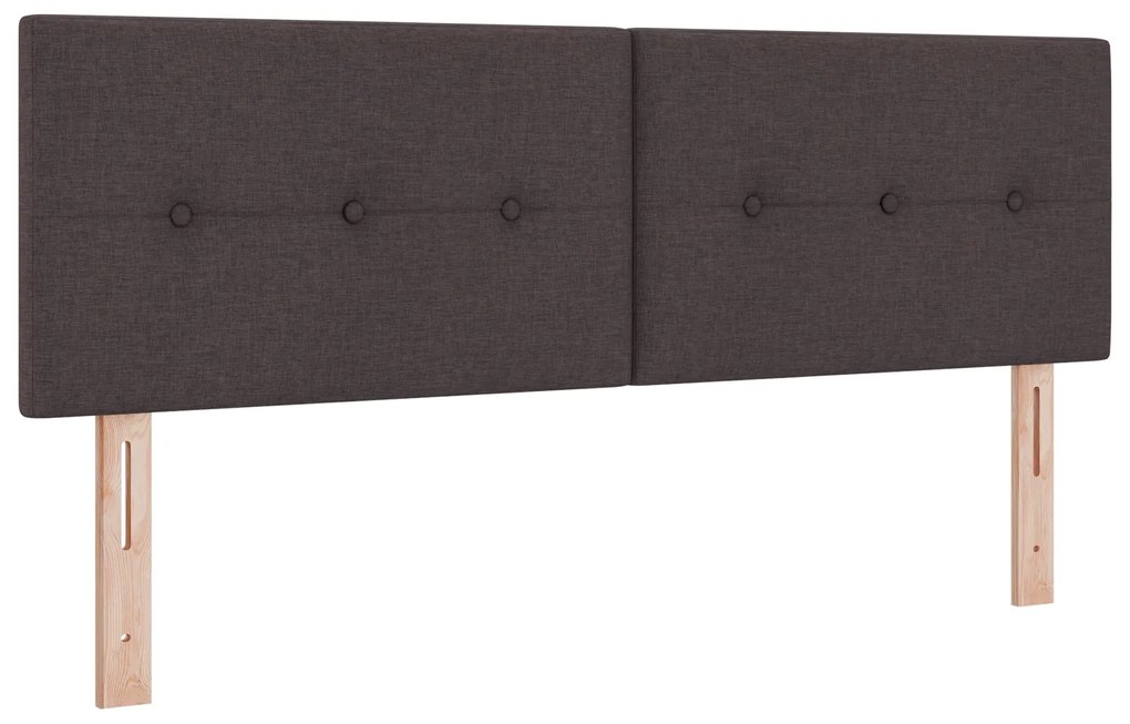 Cama com Box Spring e Colchão Castanho Escuro 140x190 cm Tecido
