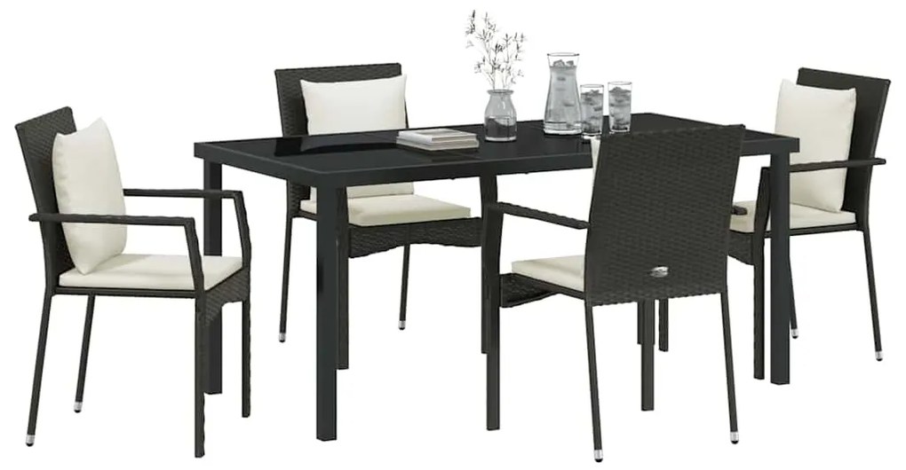 Conjunto de Jantar para Jardim 5 pcs Preto 160 x 80 x 73 cm
