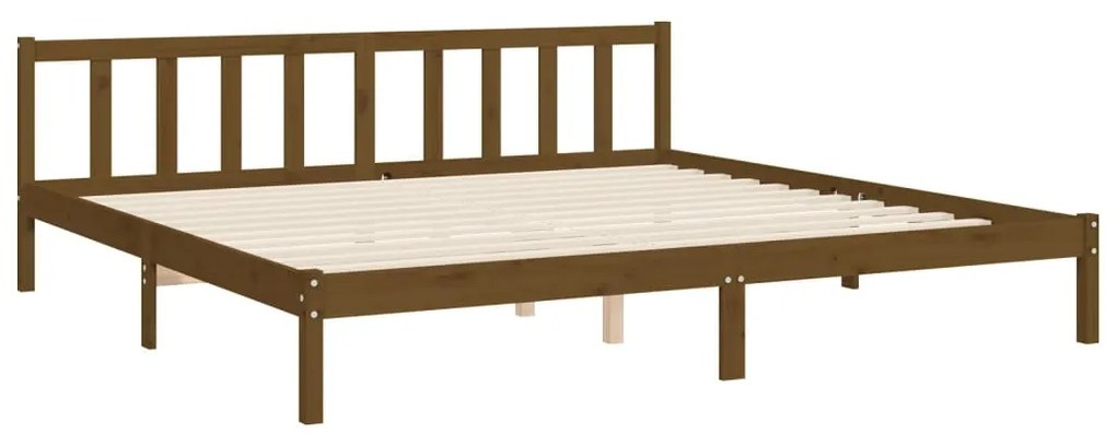 Estrutura cama c/ cabeceira 200x200cm maciço castanho-mel