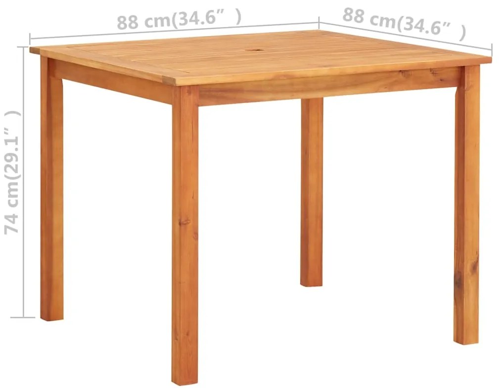 Mesa de jardim 88x88x74 cm madeira de acácia maciça