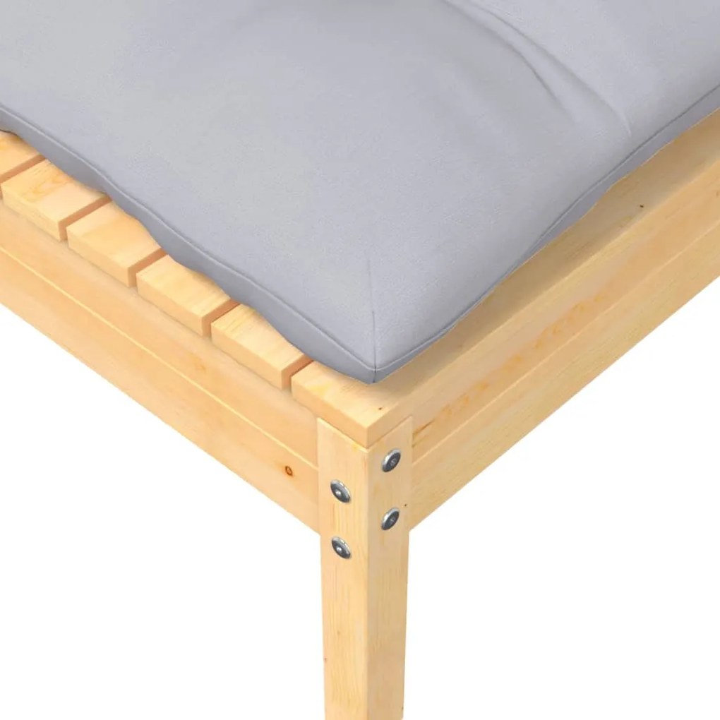 9 pcs conjunto lounge de jardim + almofadões cinza pinho maciço