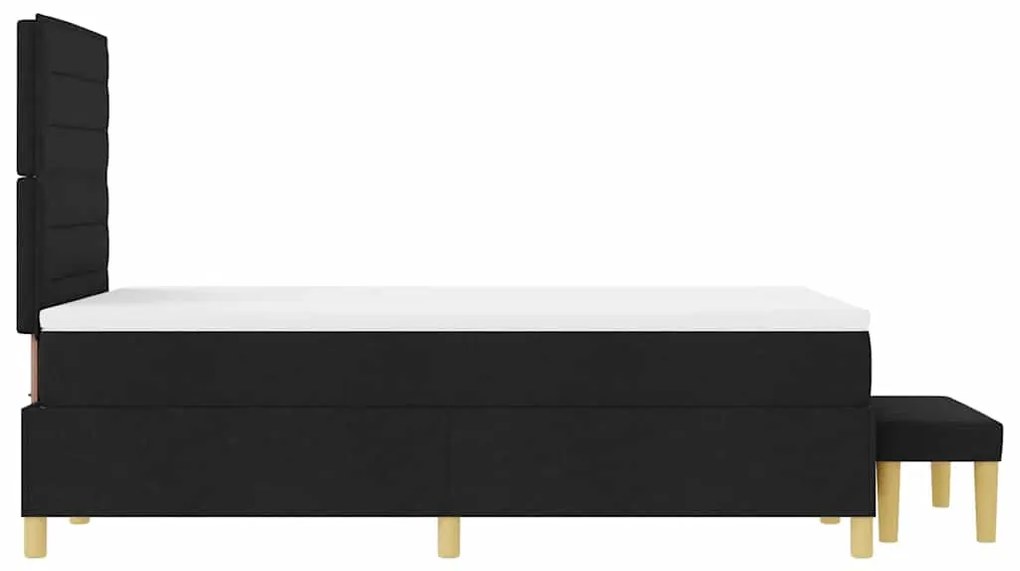 Cama Box com Colchão &amp; Banco Preto 120x190 cm Tecido
