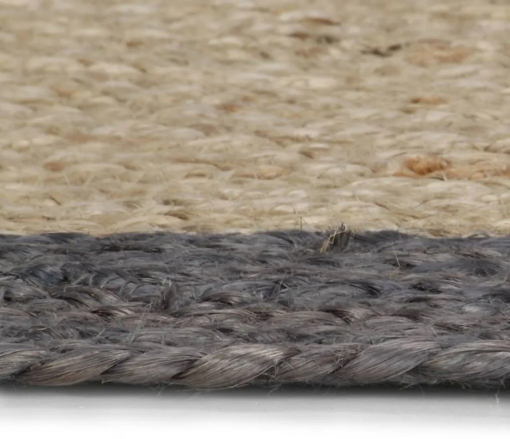 Tapete artesanal em juta com rebordo cinzento escuro 120 cm