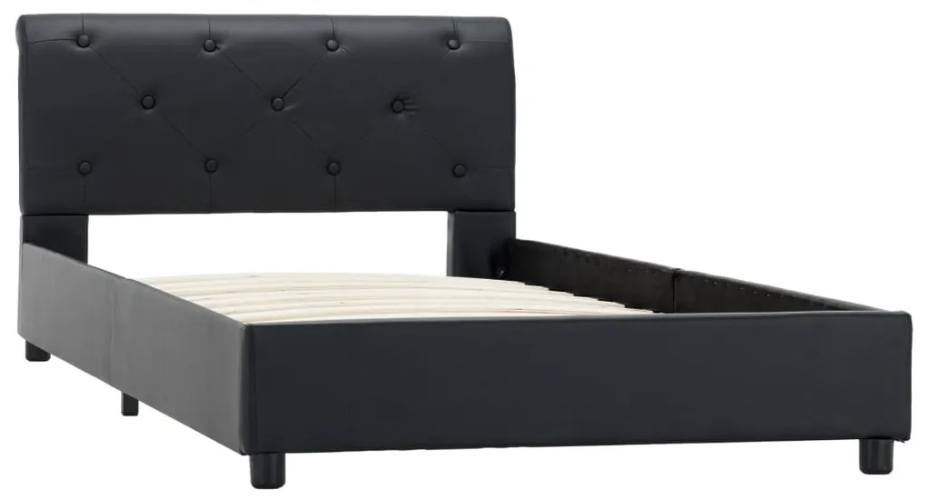 Estrutura de cama 90x200 cm couro artificial preto