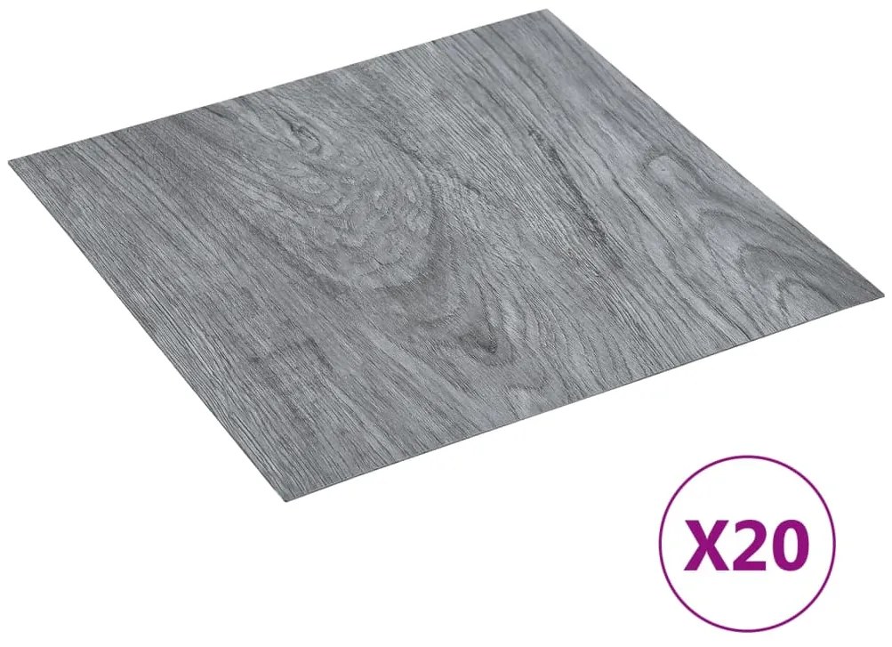 Tábuas de soalho autoadesivas 20 pcs 1,86m² PVC cinzento-claro