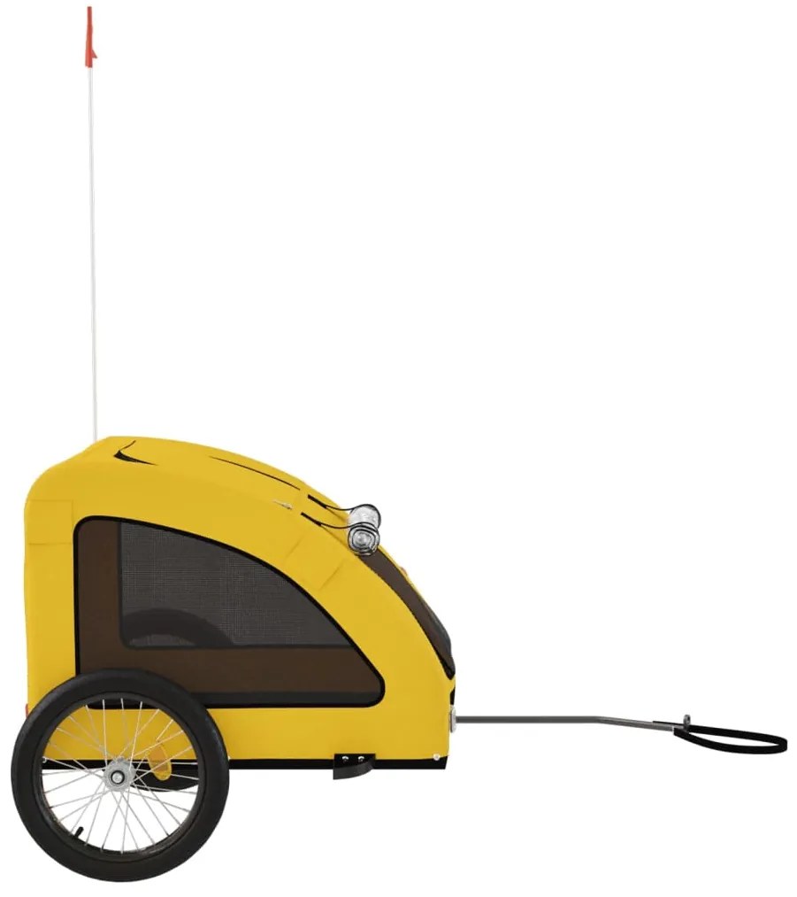 Reboque bicicleta p/ animais tecido oxford/ferro amarelo