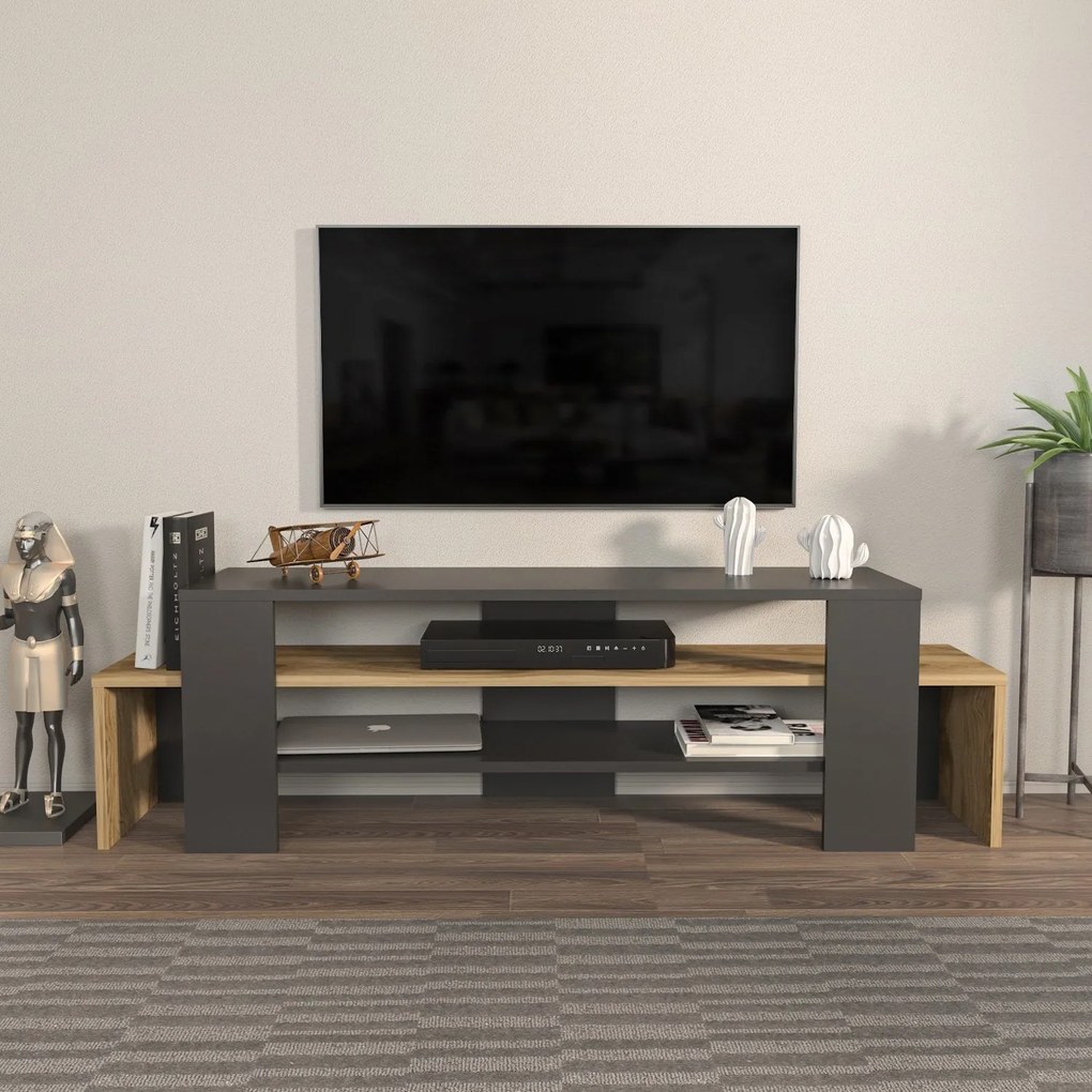 TV Stand Lenora – Carvalho Preto – 150 cm x 45 cm x 35 cm