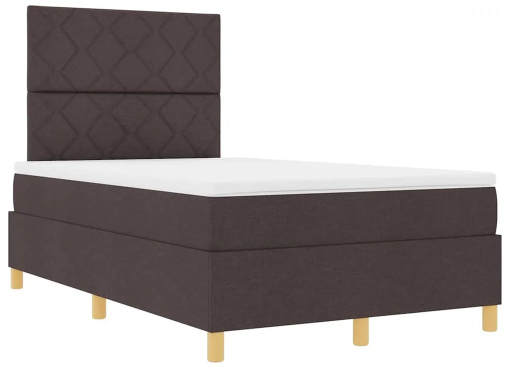 Cama Box com Colchão e LED Castanho Escuro 120x190 cm Tecido