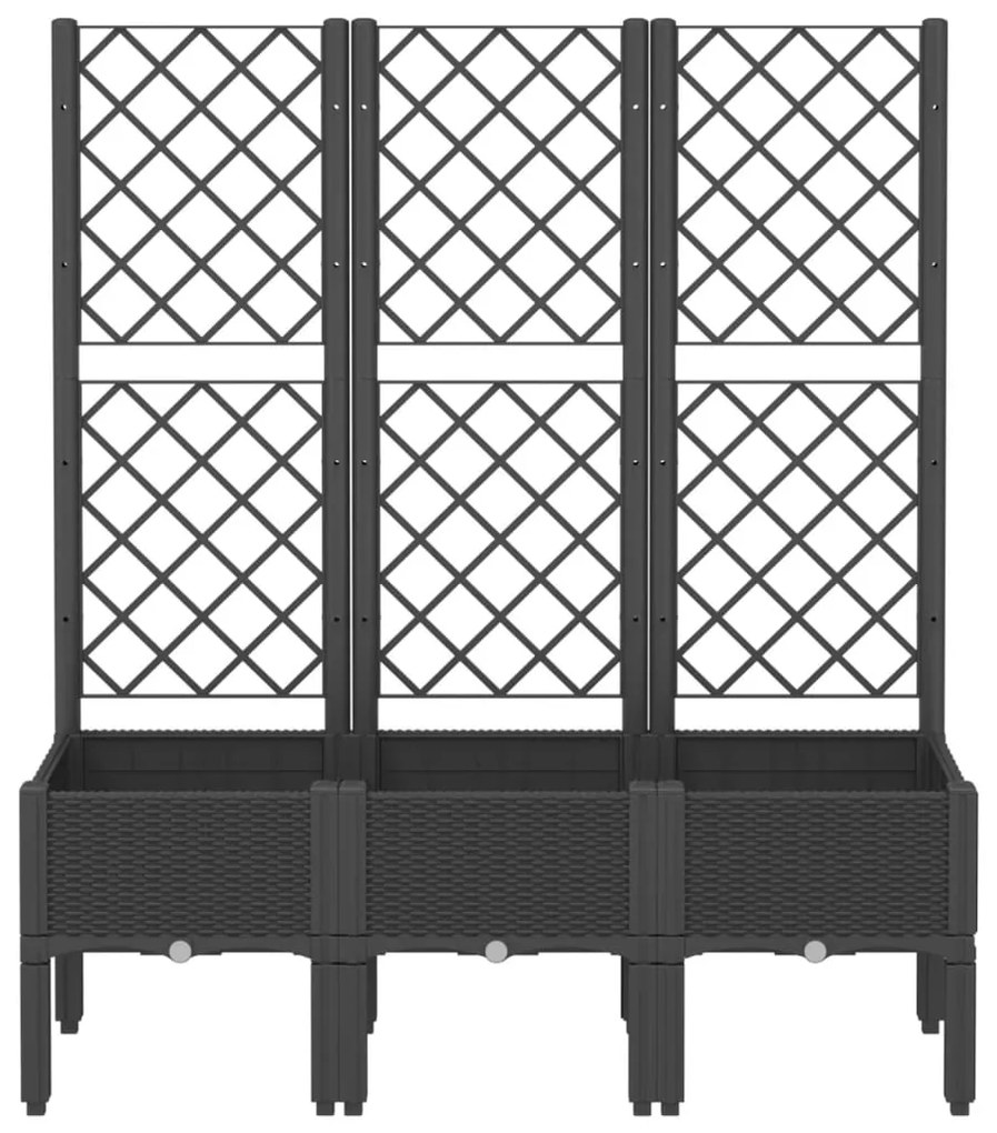 Vaso/floreira de jardim c/ treliça 120x40x142 cm PP preto