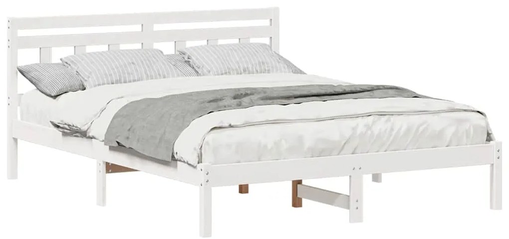 Estrutura da Cama Branco 160 x 200 cm Madeira de pinho maciça