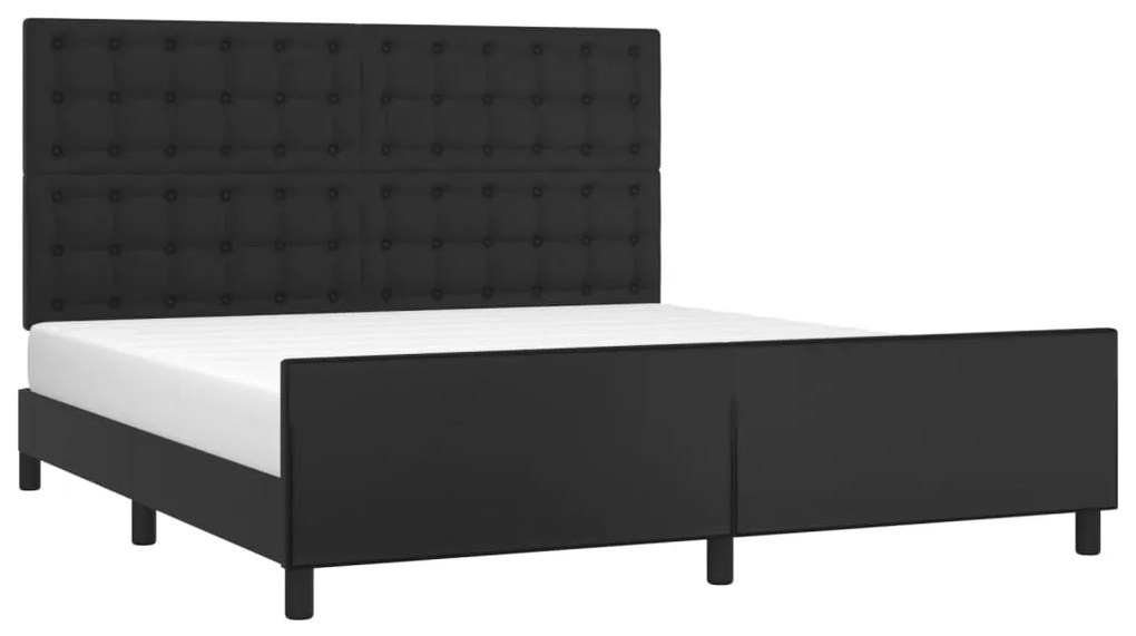 Estrutura cama c/ cabeceira 160x200 cm couro artificial preto