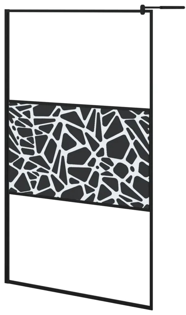 Divisória de chuveiro 115x195cm vidro ESG design pedras preto