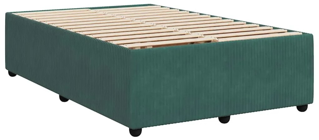 Cama boxspring com colchão 120x190 cm veludo verde-escuro