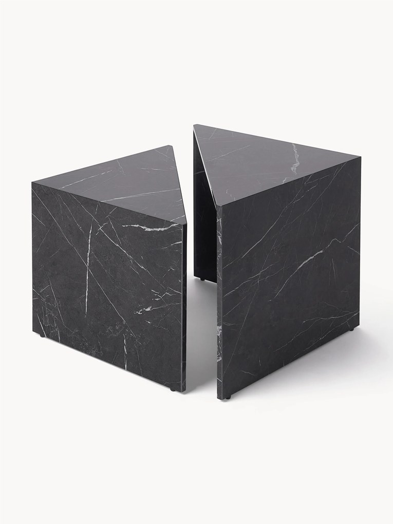 Mesa de centro com aspeto de mármore Vilma, conjunto de 2