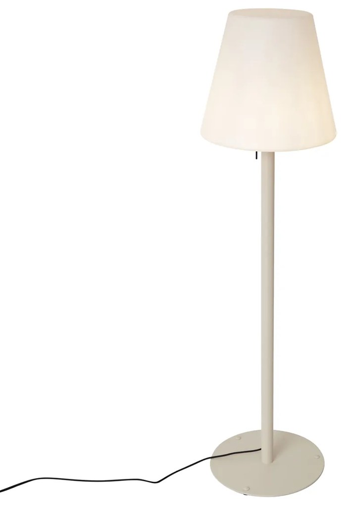 Candeeiro de Chão Moderno para Exterior Bege com Abajur Branco IP44 - Big Virginia Moderno