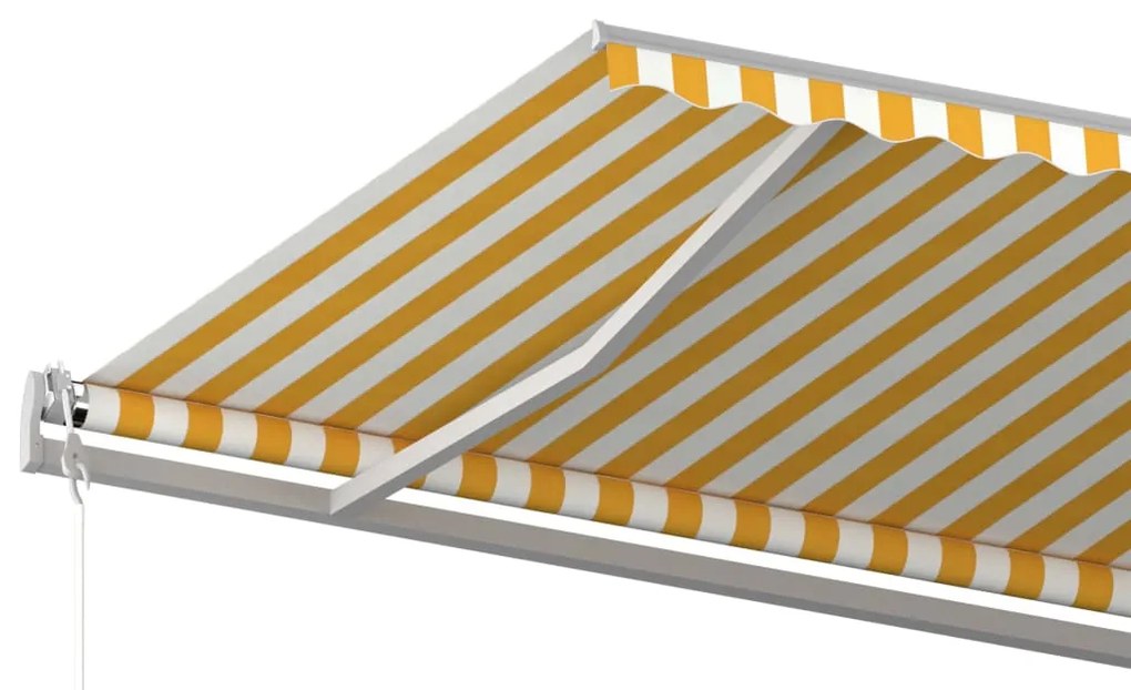 Toldo retrátil manual com postes 6x3 m amarelo e branco