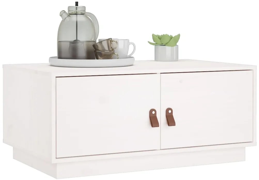 Mesa de centro 80x50x35 cm madeira de pinho maciça branco