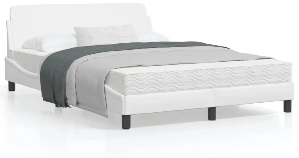 vidaXL Estrutura cama c/ cabeceira 140x200 cm couro artificial branco