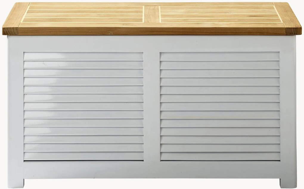 Caixa de arrumação artesanal em madeira de mogno com tampa em madeira de teca Lago