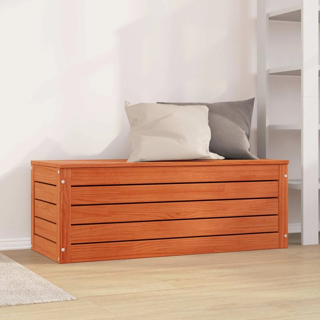 vidaXL Caixa de Armazenamento com porta Marrom Cera 89 x 36,5 x 33 cm