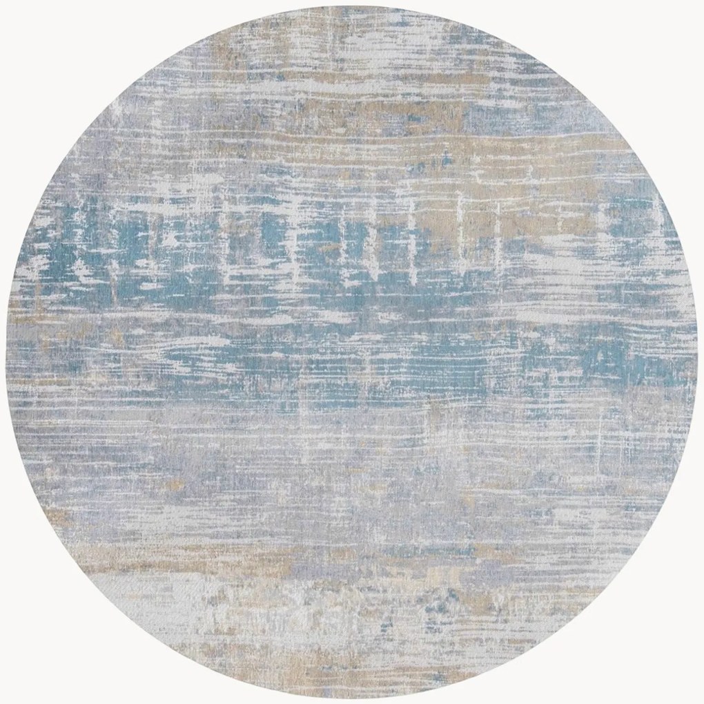 Tapete redondo lavável em jacquard para interior e exterior Streaks