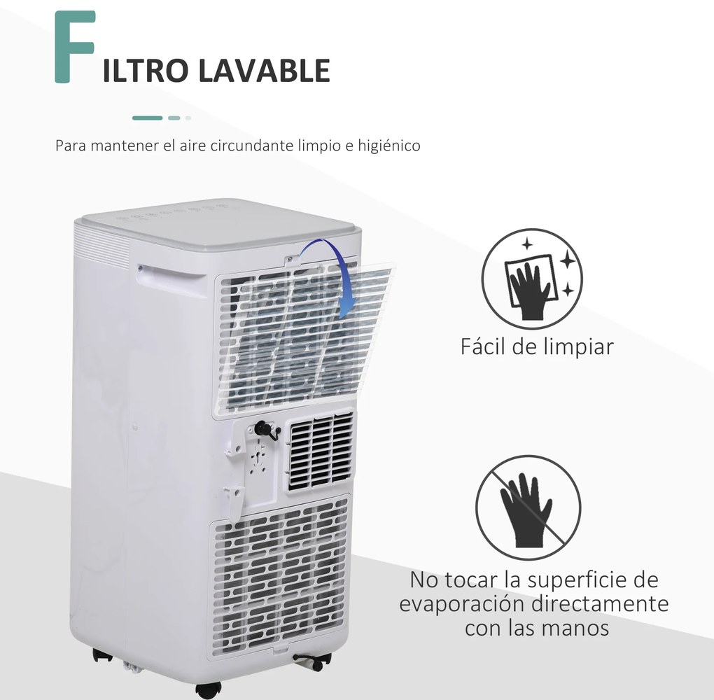 HOMCOM Ar Condicionador Portátil 4 em 1 Ventoinha Refrigerador e Desumidificador 2 Velocidades com Ecrã LED Controlo Remoto Silencioso 900W 38x35x70,5 cm Branco
