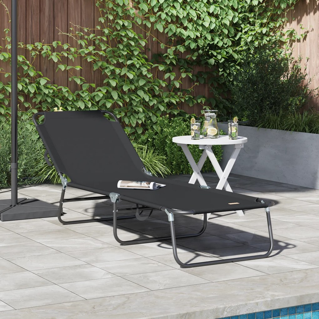 vidaXL Espreguiçadeira Dobrável Portátil Preto Tecido Oxford 600D
