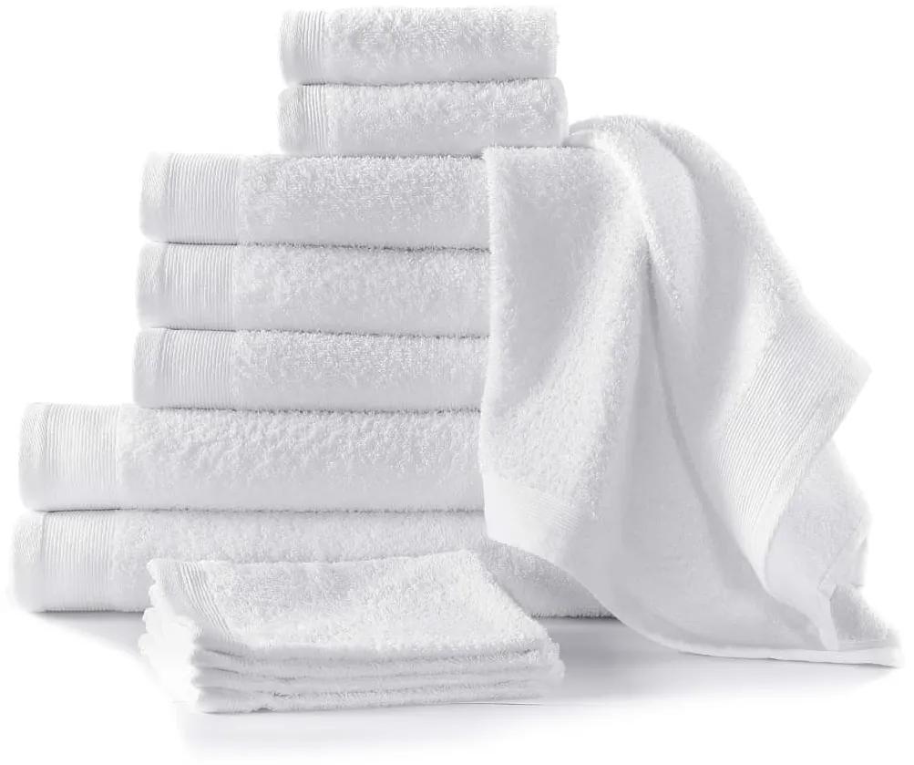 134673 vidaXL Conjunto de toalhas 12 pcs algodão 450 g branco