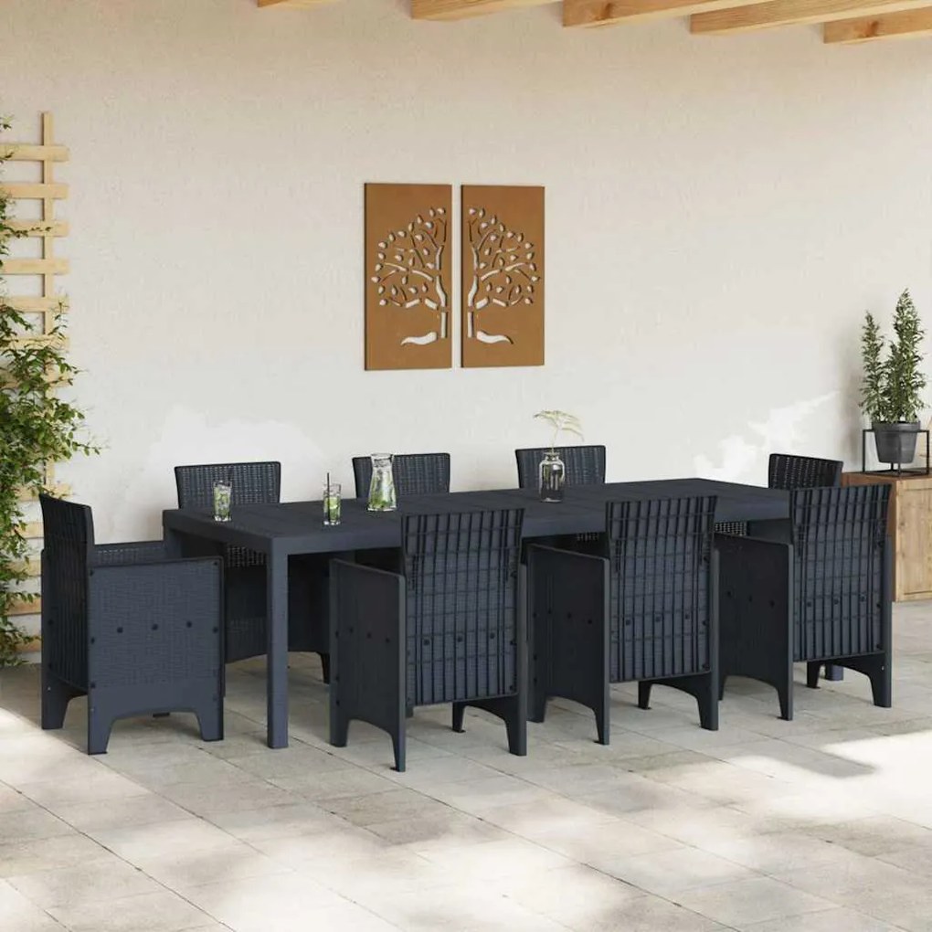 Mesa de Jardim Antracite vidaXL 250x100x73 cm Poly Rattan