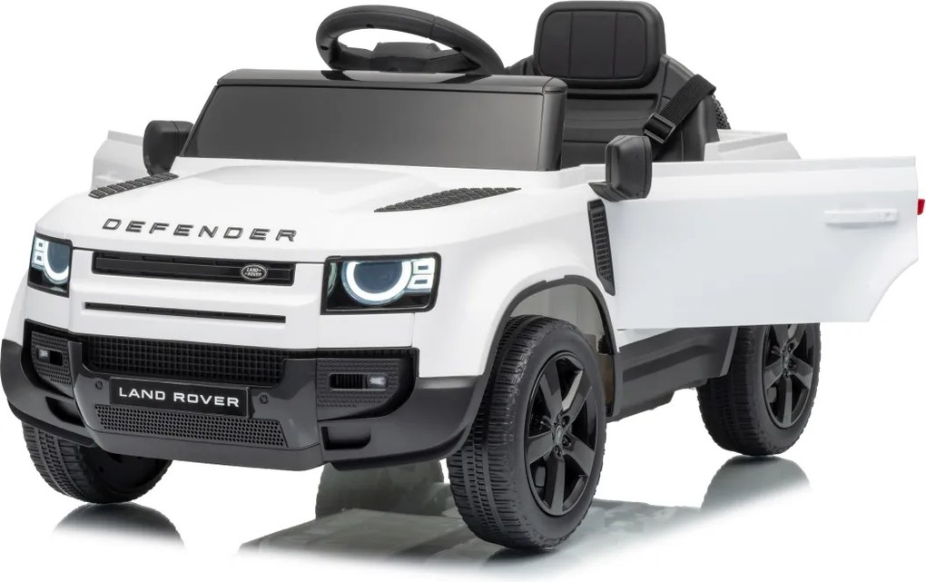 Carro elétrico para Crianças 12V 4x4 Land Rover Defender Rodas de espuma EVA, Assento Couro ecológico, Controlo remoto Branco