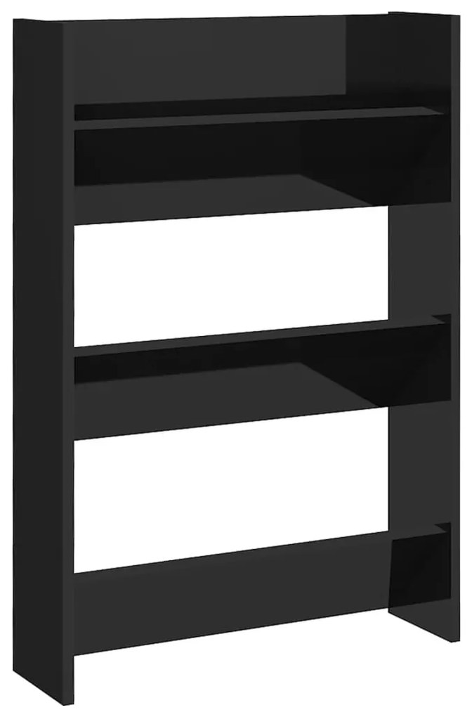 Sapateiras de parede 2pcs derivados de madeira preto brilhante