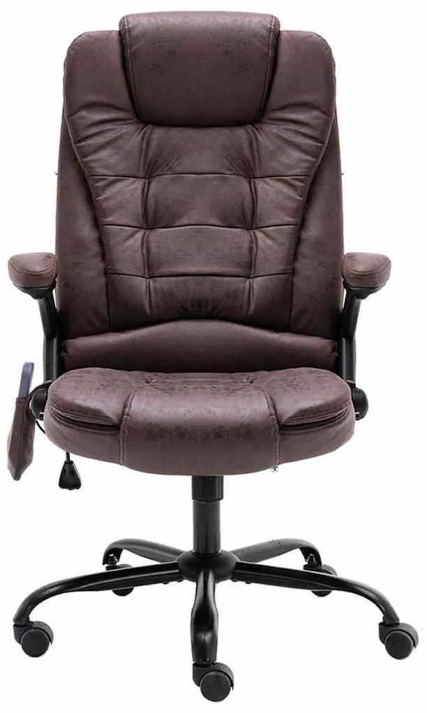 Cadeira massagens escritório couro artificial castanho-escuro