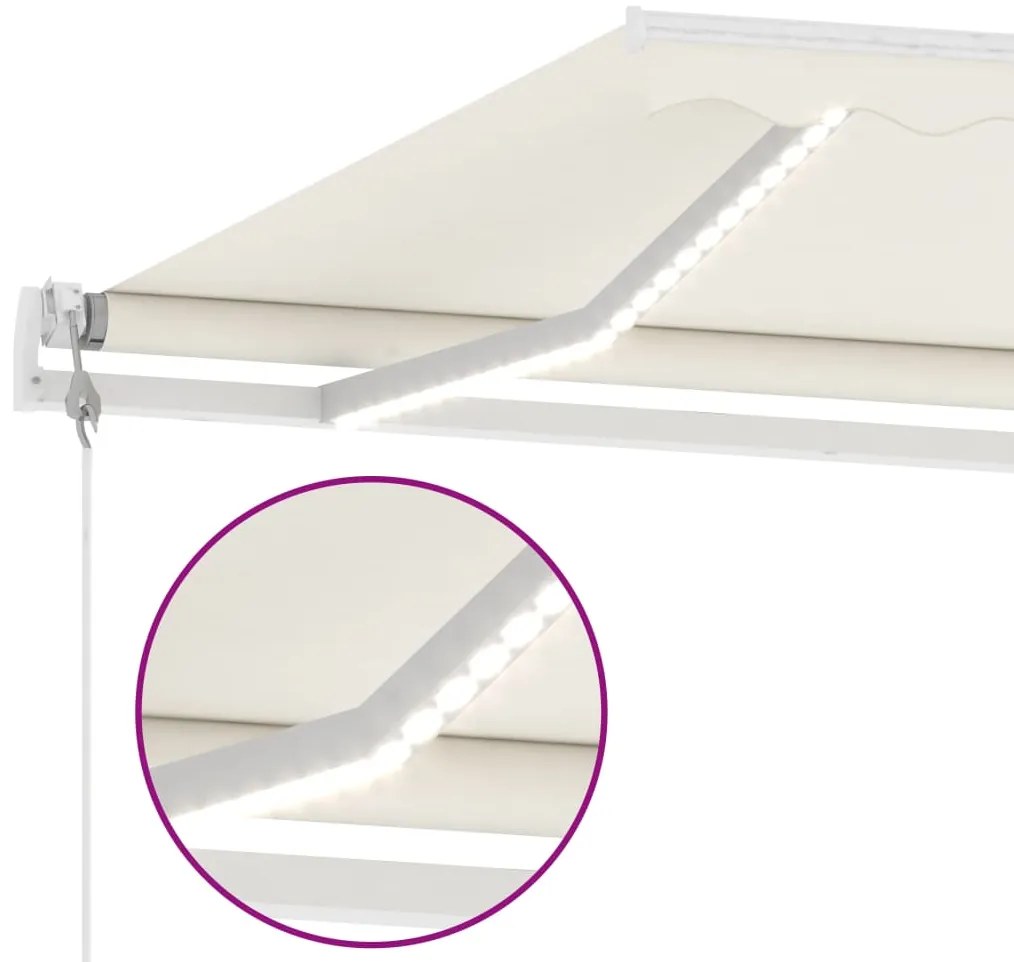 Toldo automático com LED e sensor de vento 500x300 cm cor creme