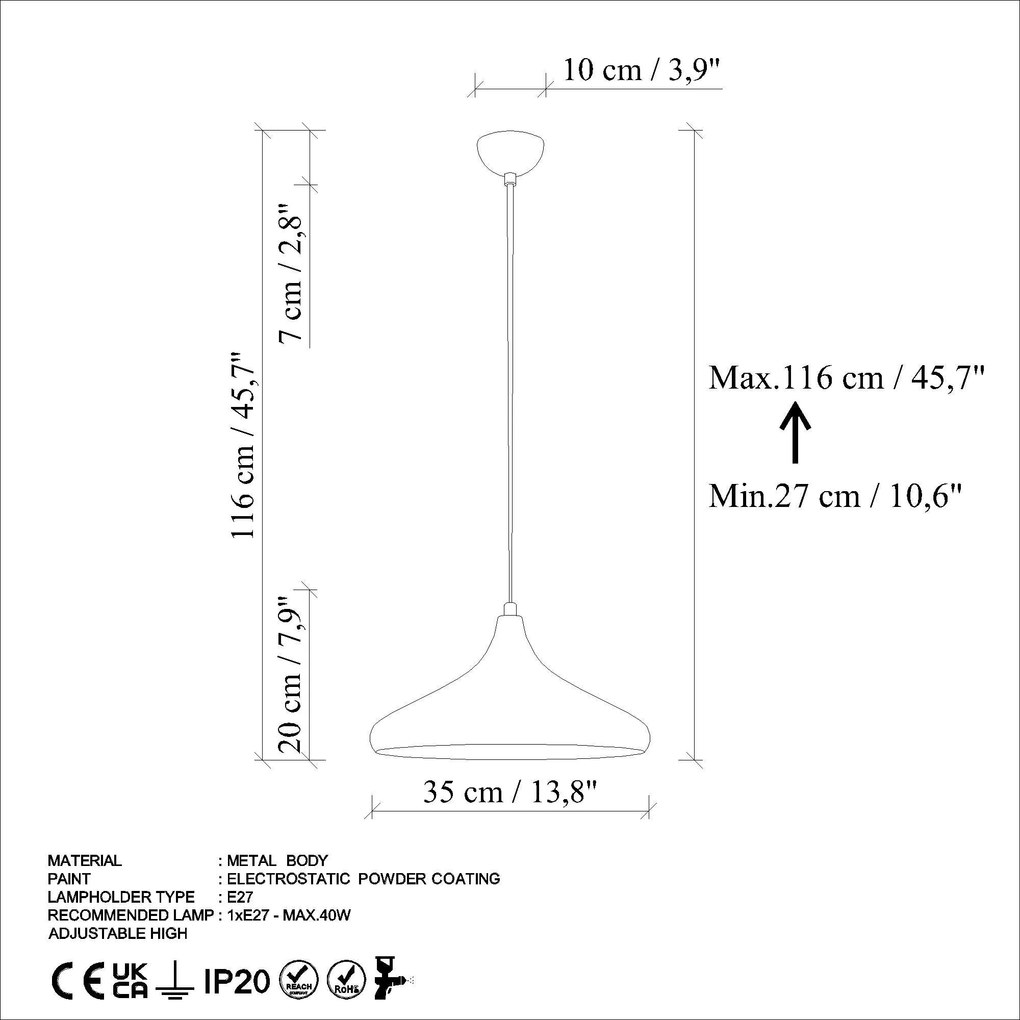 Candeeiro de Teto Eysan – Mint – Ø35 h:20 cm