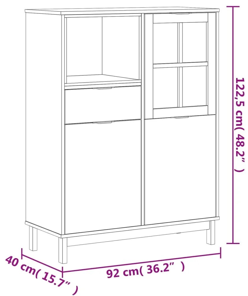 Aparador alto FLAM 92x40x122,5 cm madeira de pinho maciça