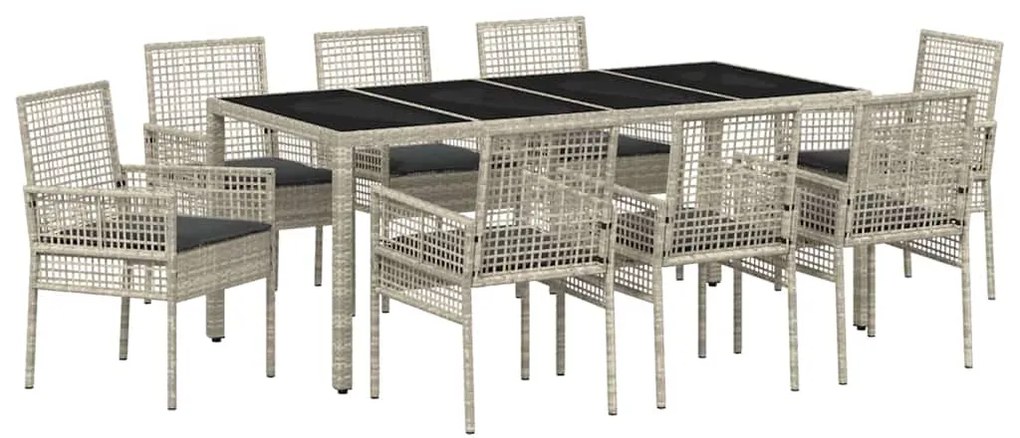 Conjunto de Jantar para Jardim 9 pcs Cinzento-claro