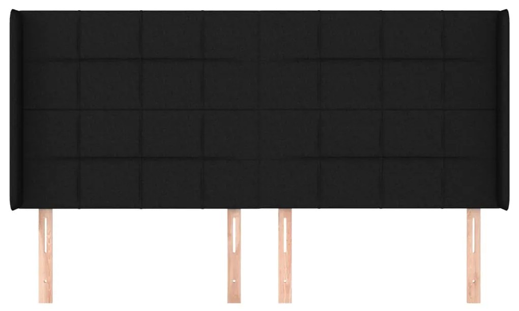 Cabeceira de cama c/ abas tecido 203x16x118/128 cm preto