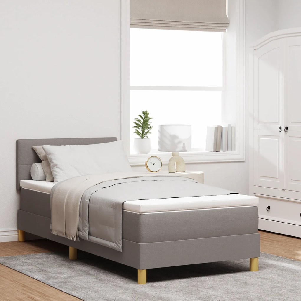 Cama Box Spring com Colchão Taupe 90x190 cm Tecido