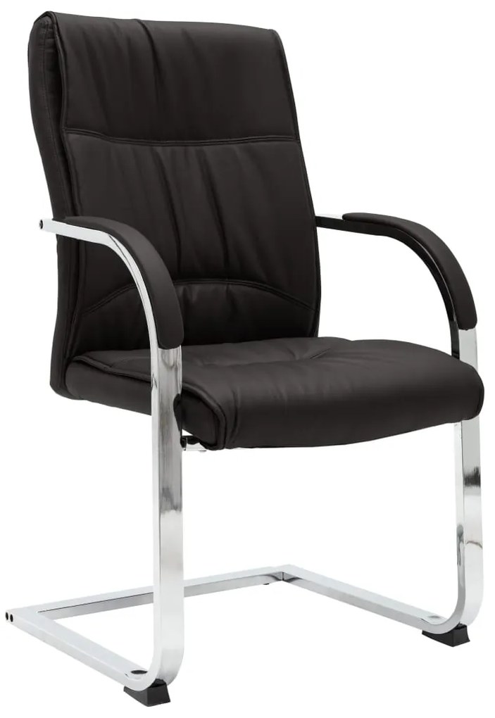 vidaXL Cadeira de escritório cantilever em couro artificial preto