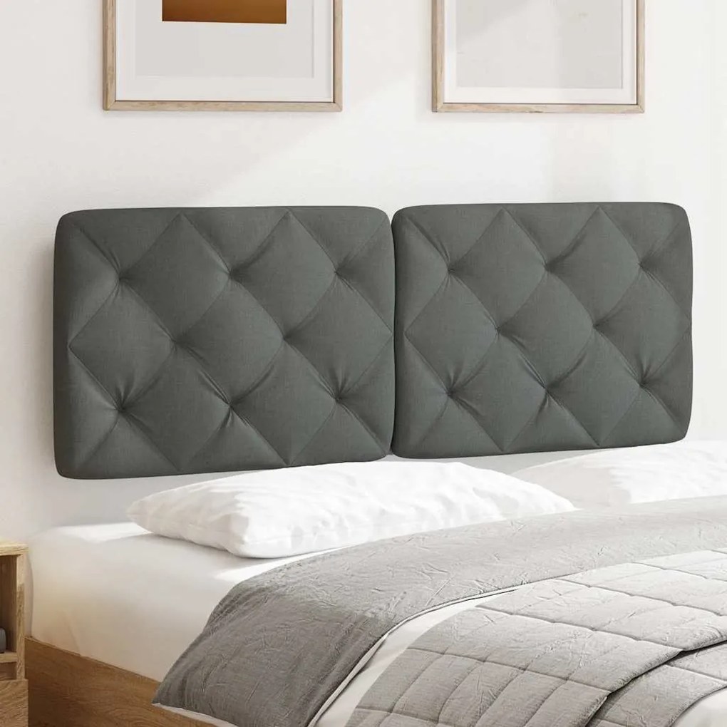 Almofadão de cabeceira 140 cm tecido cinzento-escuro