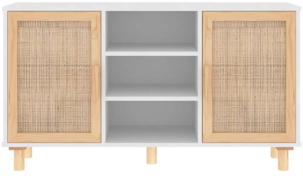Aparador 105x30x60 cm madeira pinho maciça/vime natural branco
