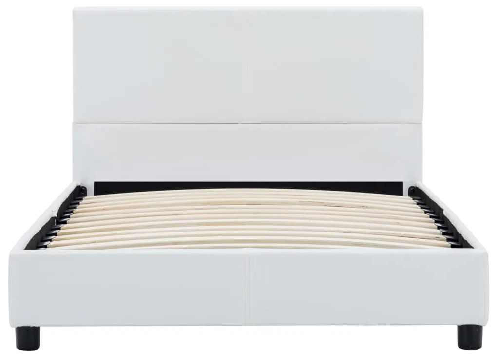 Estrutura de cama 90x200 cm couro artificial branco