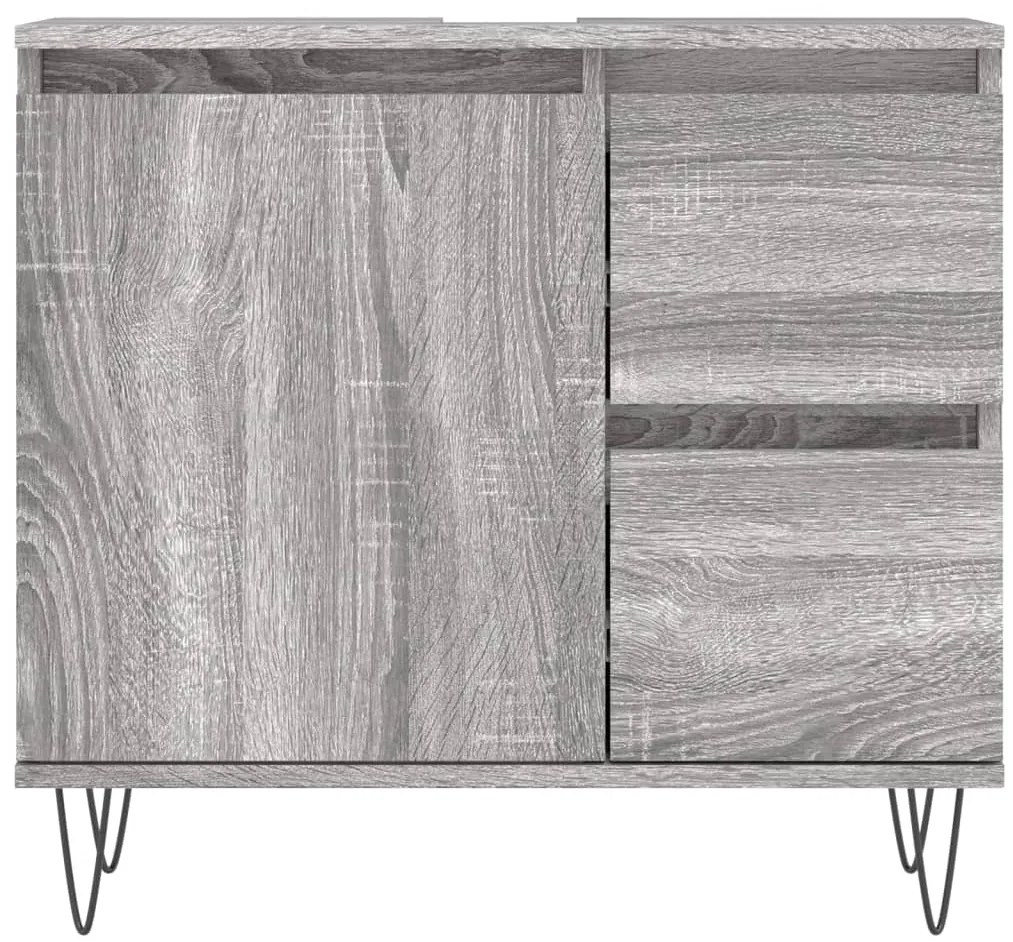 3 pcs Conjunto móveis casa de banho madeira proc. cinza sonoma