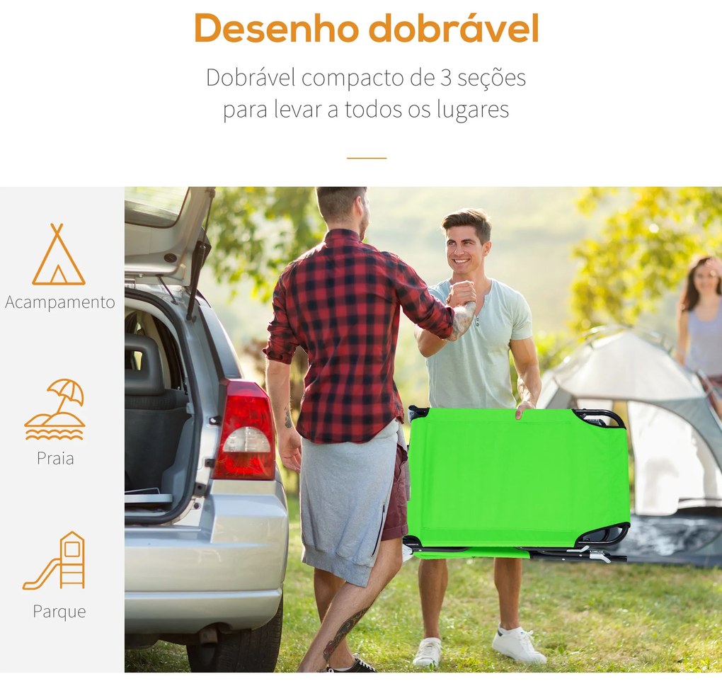 Outsunny Espreguiçadeira Dobrável com Encosto Ajustável em 4 Posições