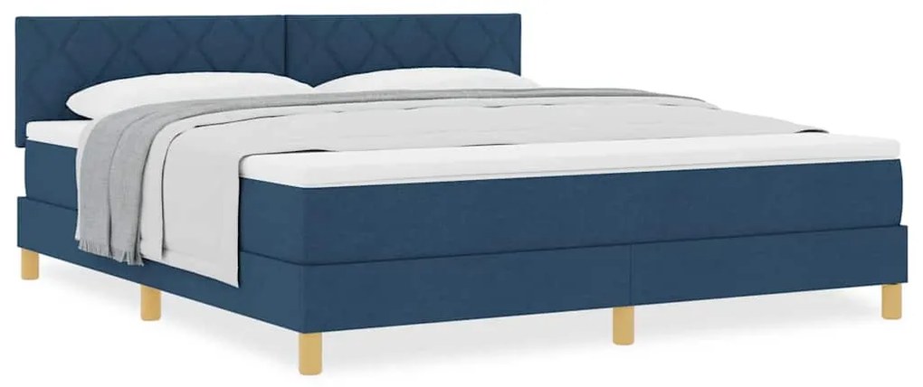 Cama Box Spring com Colchão Azul 180x200 cm Tecido