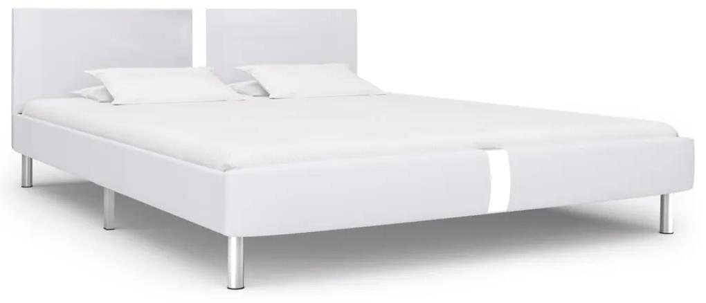 280834 vidaXL Estrutura de cama 160x200 cm couro artificial branco