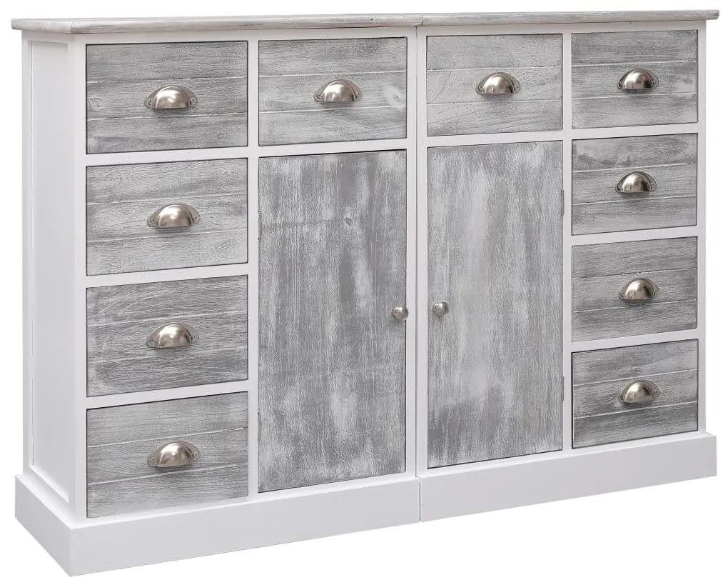 Aparador com 10 gavetas 113x30x79 cm madeira cinzento
