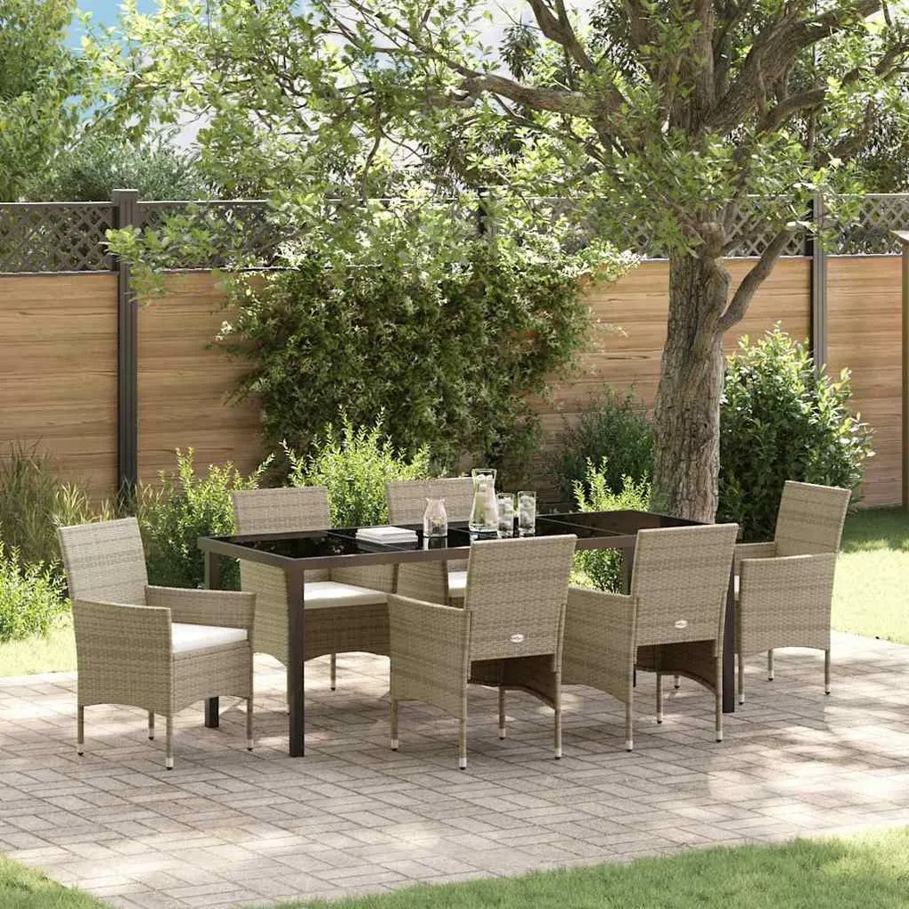 vidaXL Conjunto de Jantar para Jardim de 7 Peças em Rattan Poliéster Bege