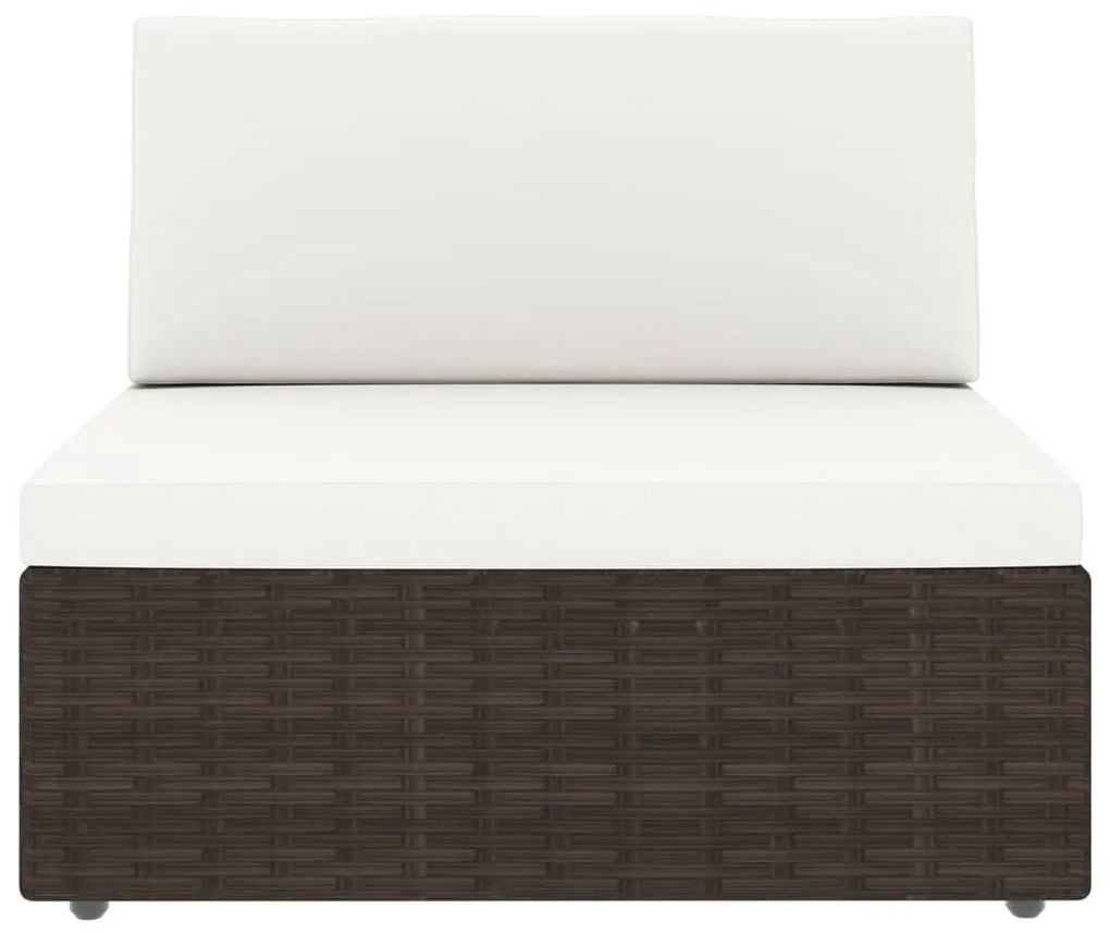 11 pcs conjunto lounge p/ jardim c/ almofadões vime PE castanho