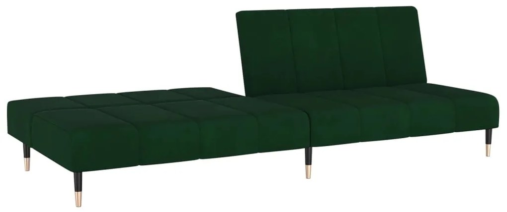 Sofá-cama de 2 lugares veludo verde-escuro